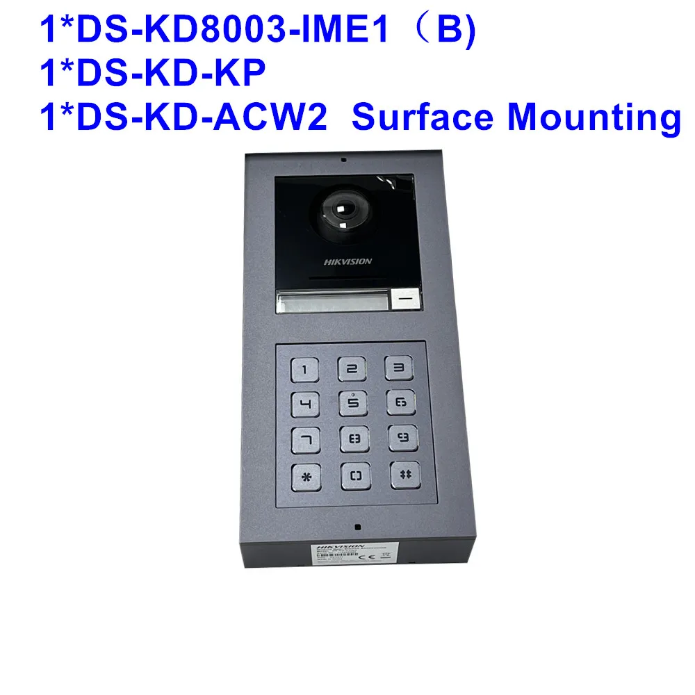 Hikvision IP-Video-Gegensprechanlage, modulare Türklingel DS-KD8003-IME1(B), DS-KD-KP, Eingangstastatur, DS-KD-ACW2, Oberflächen-Wandhalterung