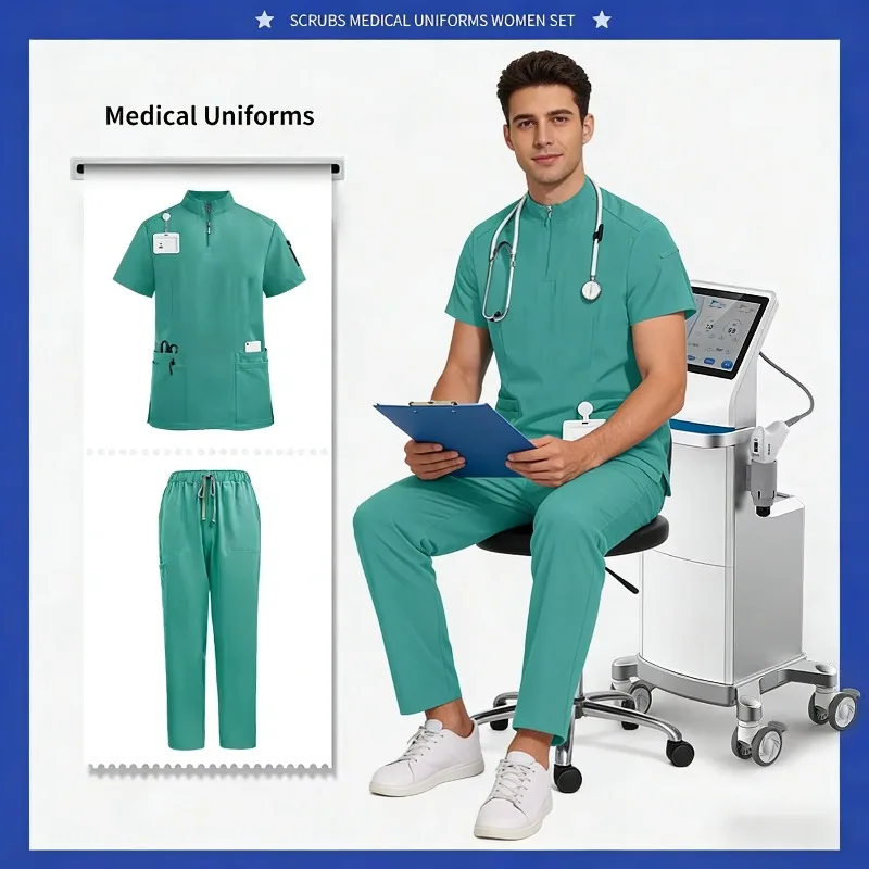 

Комплект из 2 предметов: матовая рабочая одежда для сферы здравоохранения, идеально подходит для груминга животных и повседневных услуг в салонах и спа-центрах