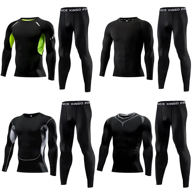 

2pcs Men Compression Sportswear Suit Elastic Training Sports Yoga Sets Workout Jogging Fitness Clothing Tracksuit Pants Sporting