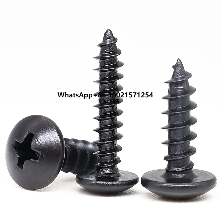 

Standard Screw M3 M4 M5 M6 Black Carbon Steel Cross Truss Head Screws Mushroom Head Self-tapping Screws for Furniture