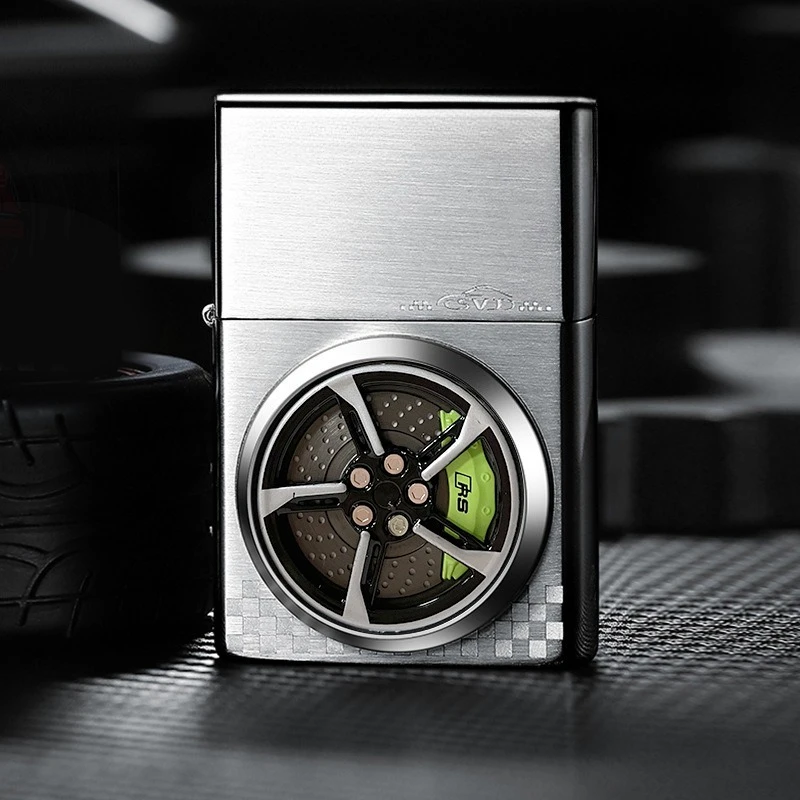 SVJ's New 360° Rotating Wheels Trendy Cool Kerosine Lighter Three-dimensional Hollowed Out for Boyfriend