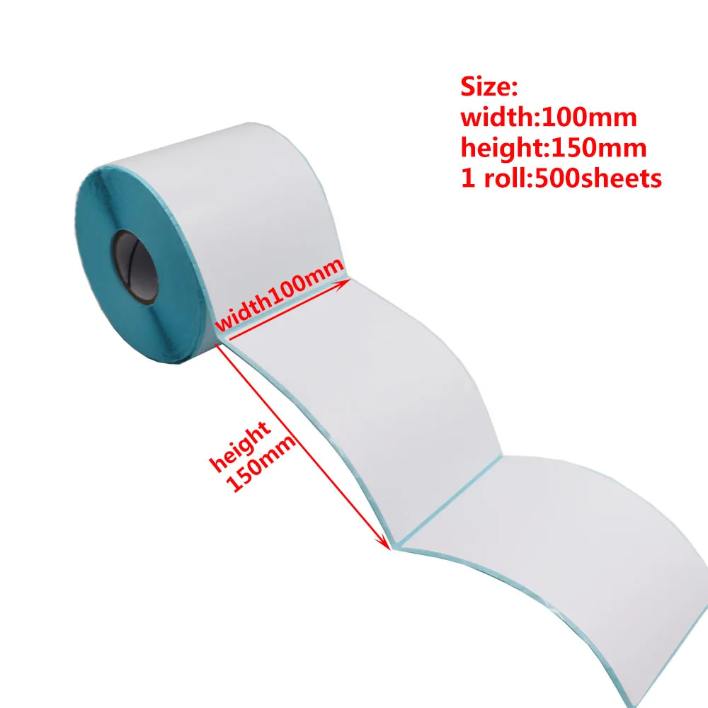 100x150-500Pcs Width Direct Print White Thermal Paper Label Sticker in Roll Hangtag Price Tag Warehouse Box Sticker