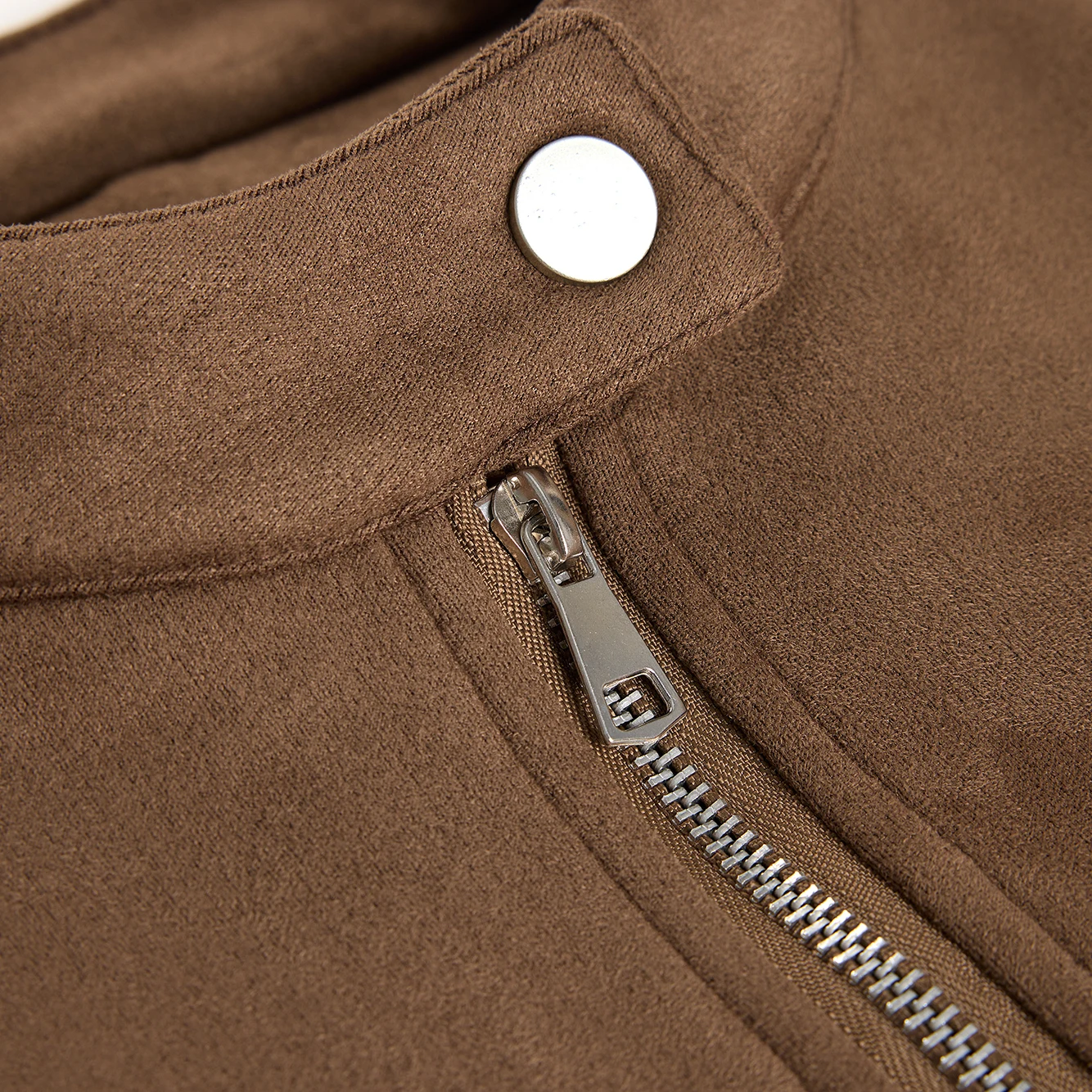 Wildlederjacke für Damen in Kaffeefarbe, Lässiger Schnitt für Frühling und Herbst, Vielseitige Motorradjacke mit Premium-Gefühl