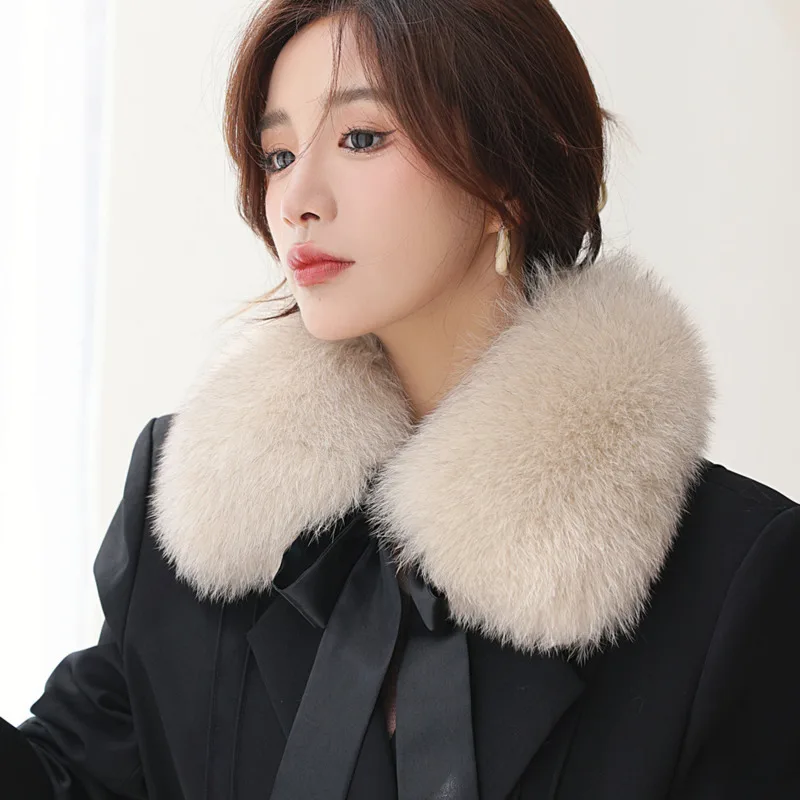 Real Fox Fur Collar For Ladies Fashion Neck Warmer Fur Scarves Jacket Coat Decor Collar Winter Fur Shawl Furry Gray Fur Scarves