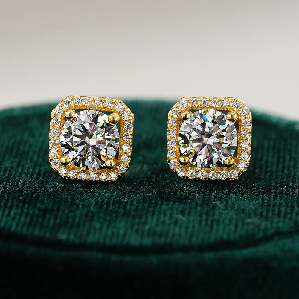 

Квадратные серьги из 18-каратного золота с инкрустацией муассанитом, роскошные, классические, высококачественный дизайн, модные платиновые серьги с бриллиантами PT950