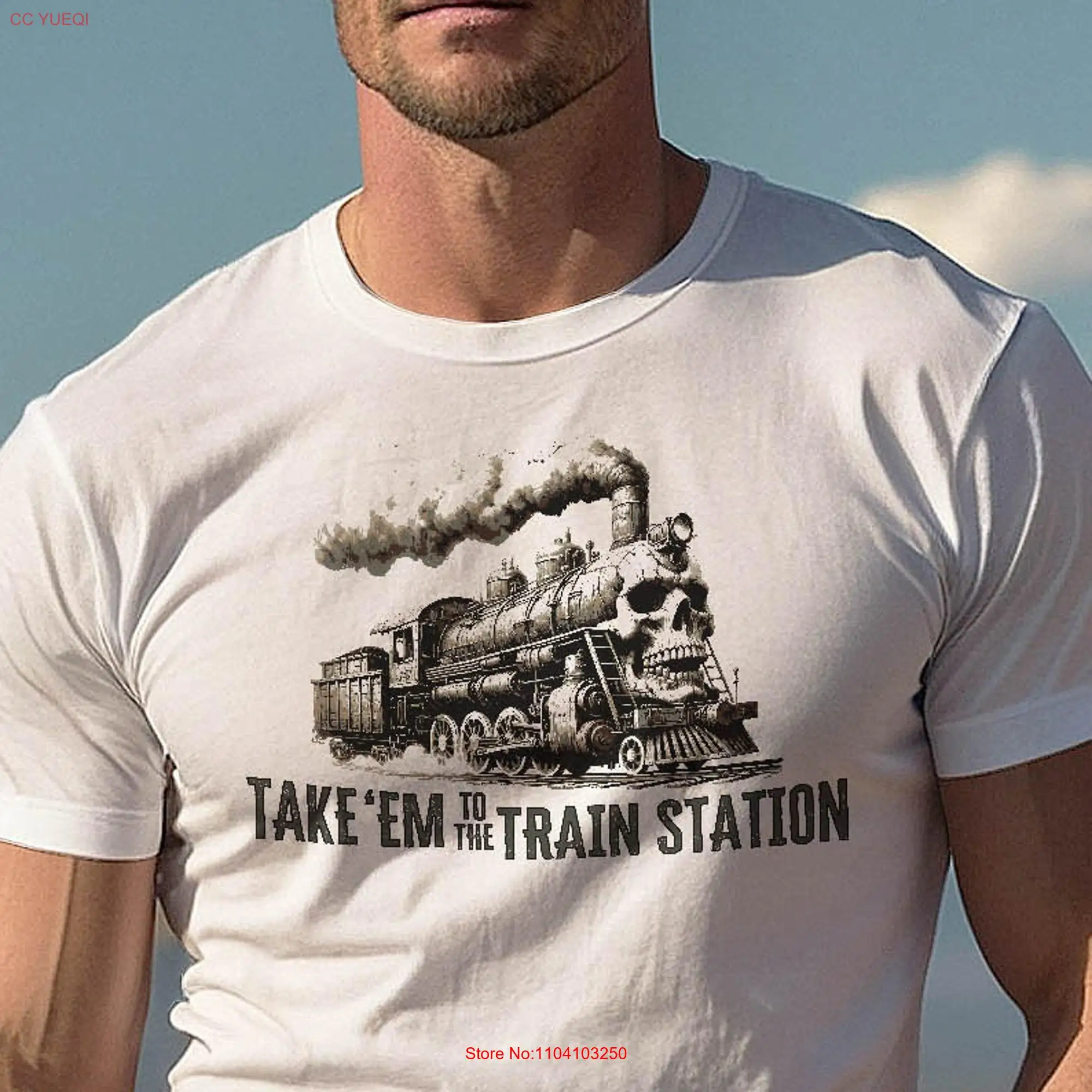 Take 'em to the Train Station T Shirt Western vintage ranch skull retro Montana cowboy outlaw vigilante gift 498APT2