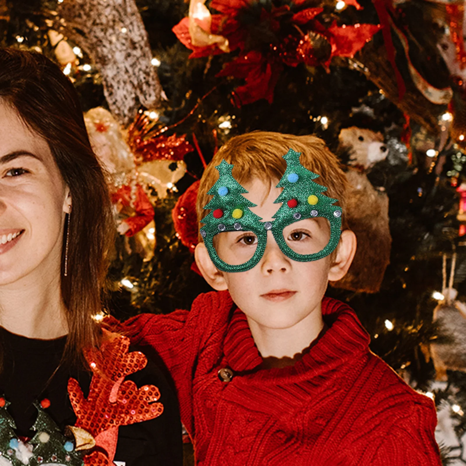 12 قطعة إطارات نظارات عيد الميلاد البلاستيكية نظارات عيد الميلاد اكسسوارات الحفلات عطلة زينة كابينة تصوير الدعائم هدايا الحفلات #5