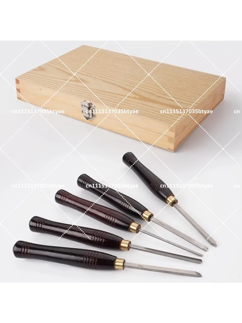 5pcs HSS Wood Turning Tools Lathe Chisel kit with Wooden Box High Speed Steel Woodworking Tool Set