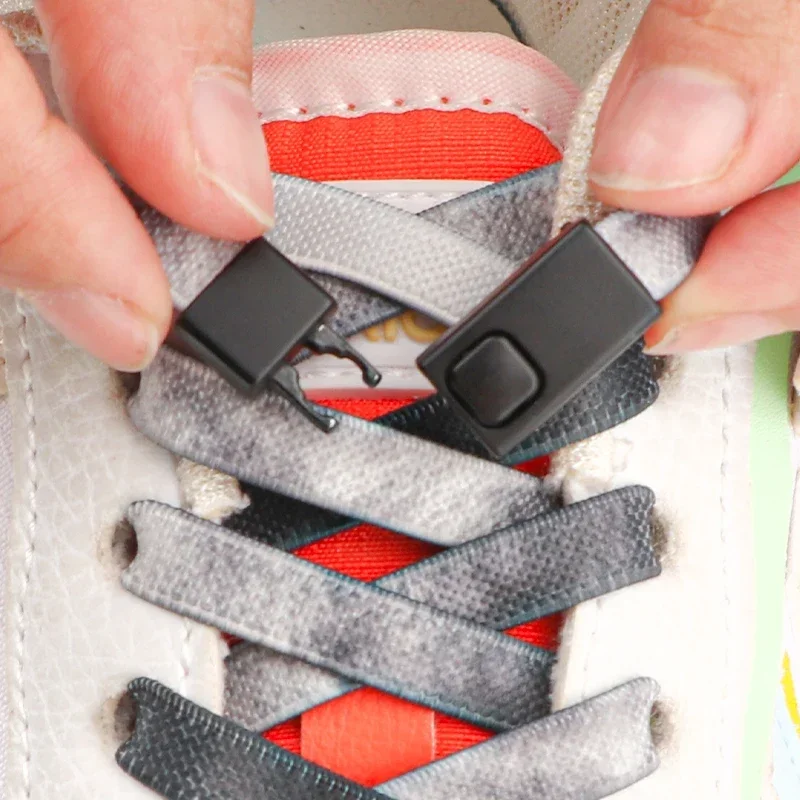 Colorful Candy Rainbow Flat Shoelaces Without Ties 8MM Elastic Laces Press Lock No Tie Shoe Laces Kids Adult Shoelace Woman Man