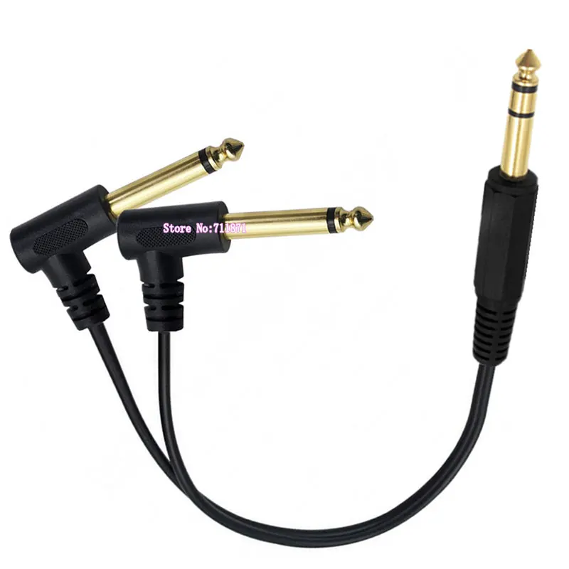 Stereo TRS 6.35 Male to 2 two Double Mono TS 6.35 Male Adapter Cable Line Right Angle Elbow TS Mono 6.35mm to TRS 6.35 Cord Wire