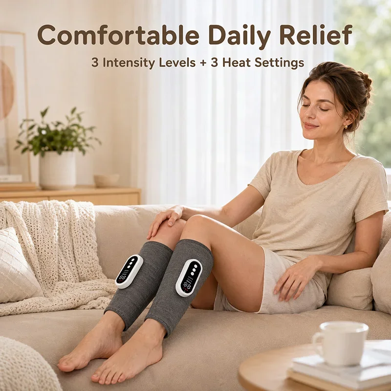 Wireless Lightweight Leg Massager, 3 Modes Heating Air Massage Calf Wraps 2PCS
