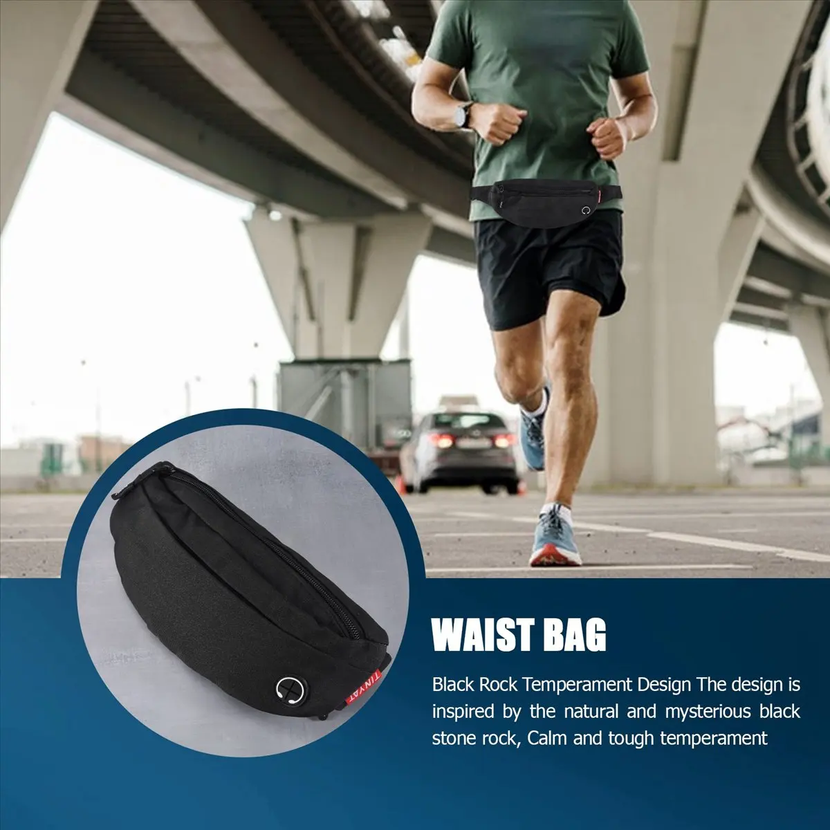 ABQR Męska Torba na Pas Casual Duża Torba na Telefon Saszetka Podróżna Torba na Telefon Nerka z 4 Kieszeniami Czarna