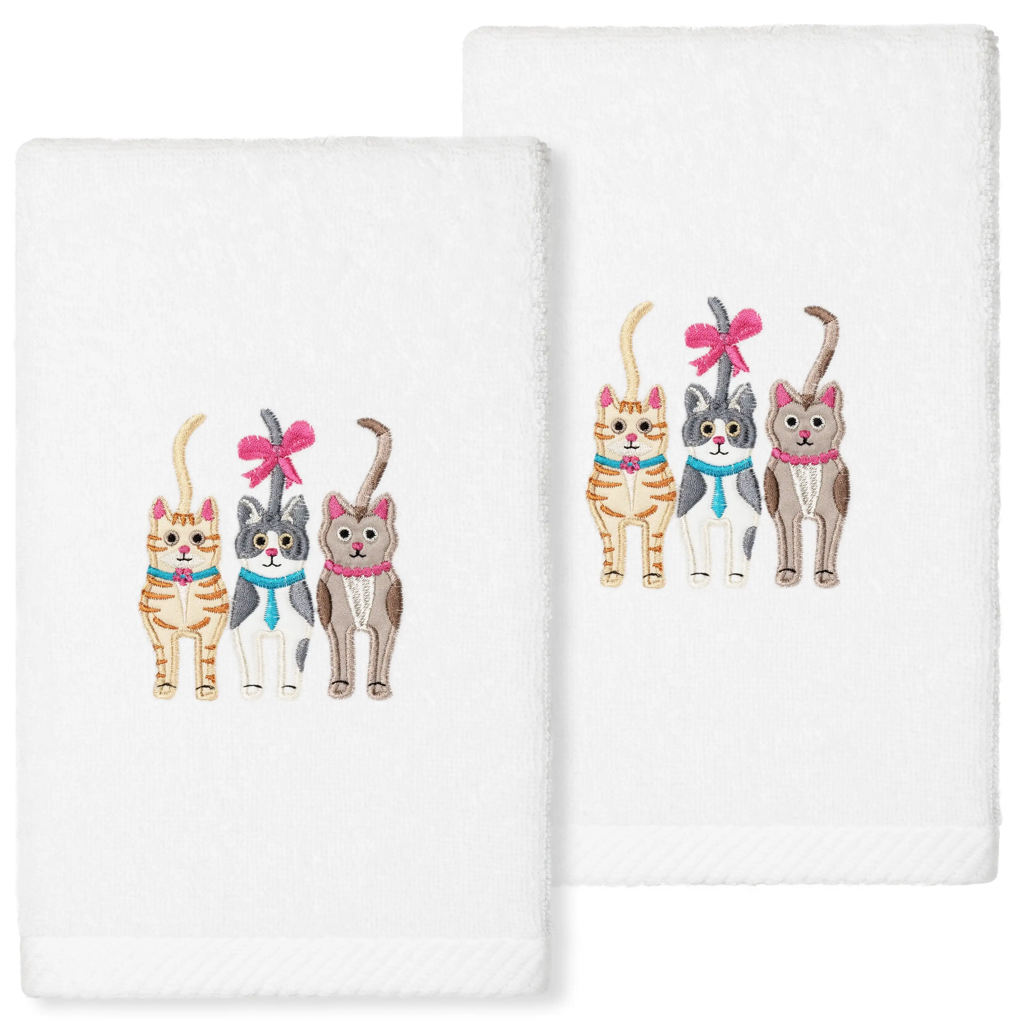 

Cats - Embroidered Luxury 100% Turkish Cotton Hand Towels (Set of 2)
