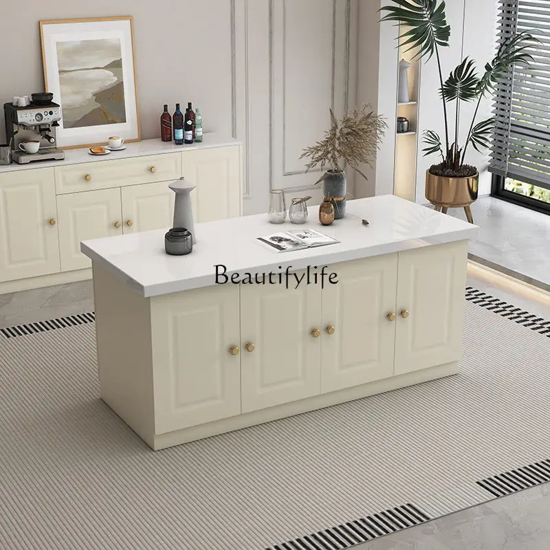 

Simple private room baking studio console solid wood marble