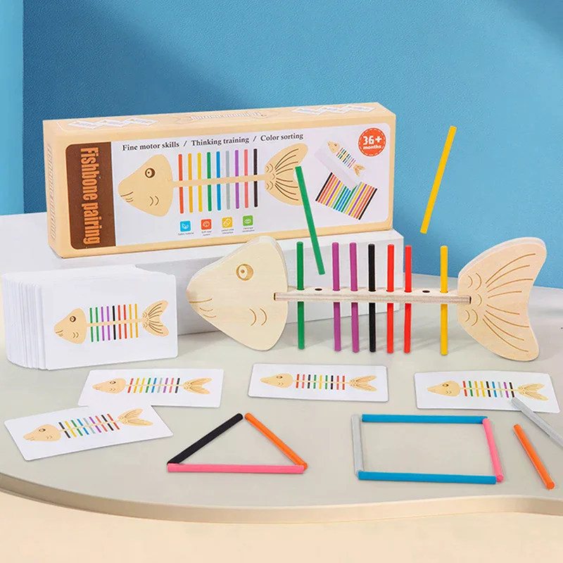 Giocattoli sensoriali Montessori con abbinamento di colori Bastone di equilibrio in legno Gioco di allenamento fine Giocattolo puzzle per ragazzi Ragazze Regalo di compleanno