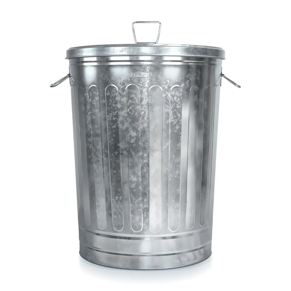 

Metal Trash Can with Lid Outdoor 31 Gallon Galvanized Trash Can with Lid and Handles Round Silver
