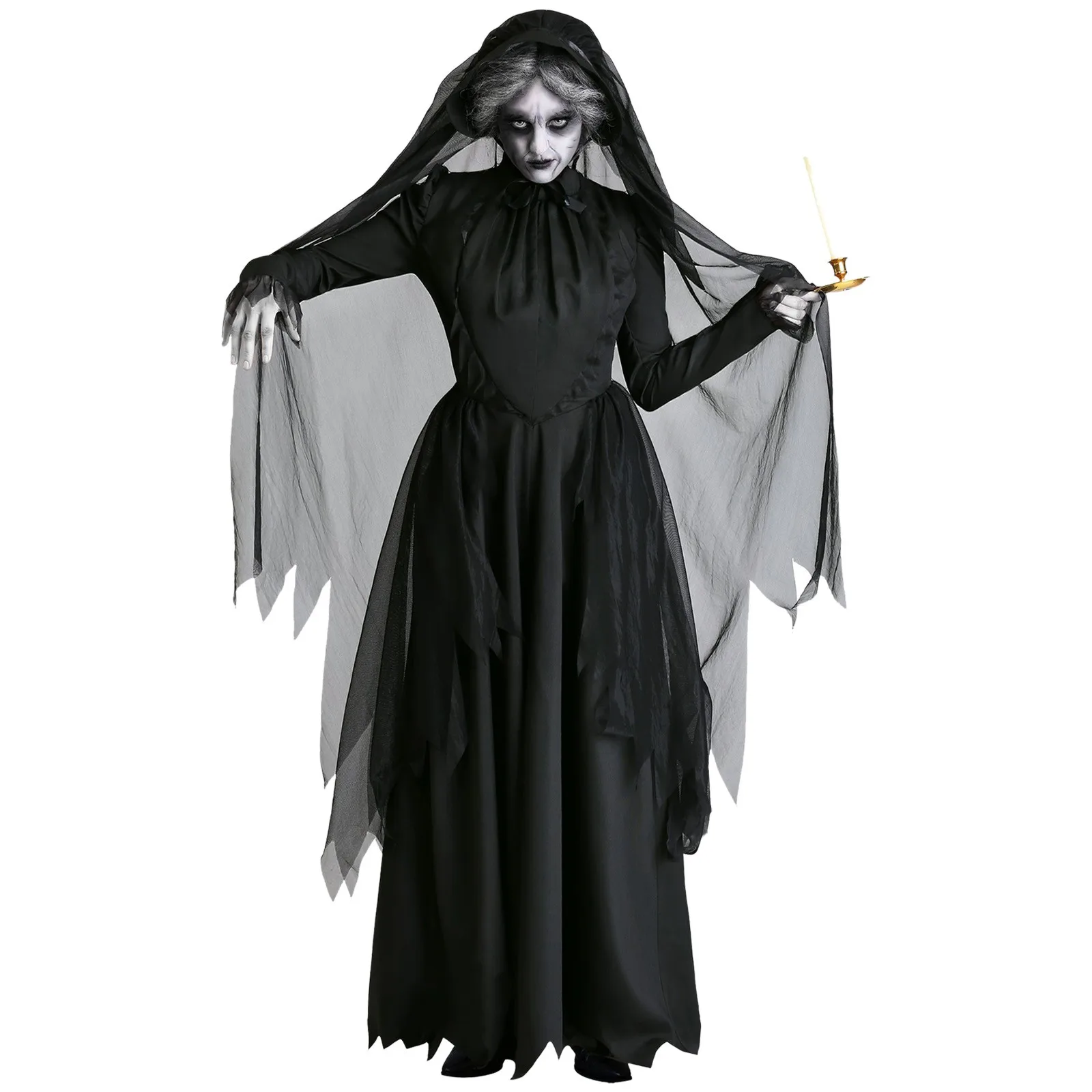 Noiva Gótica Feminina de Halloween Fantasia, Engraçado Zumbis, Vampiro Cosplay, Trajes Negros, Vestido Morte Assustadora, Noiva Bruxa