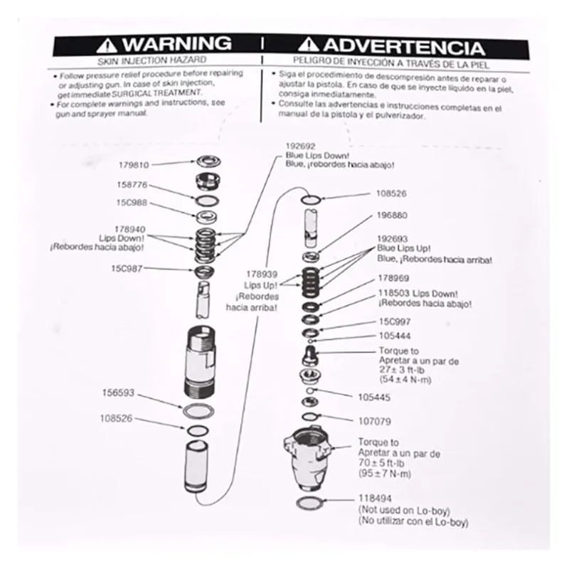 Piezas de repuesto para pulverizador de pintura sin aire 695 795 3900 Incluye 248212   Kit de embalaje de reparación de bombas y 181072   Colador de entrada de bomba