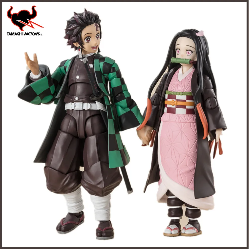 In Stock Original Demon Slayer S.H.Figuarts NEZUKO KAMADO Anime Figure S.H.Figuarts TANJIRO KAMADO PVC Action Figure Toys Doll