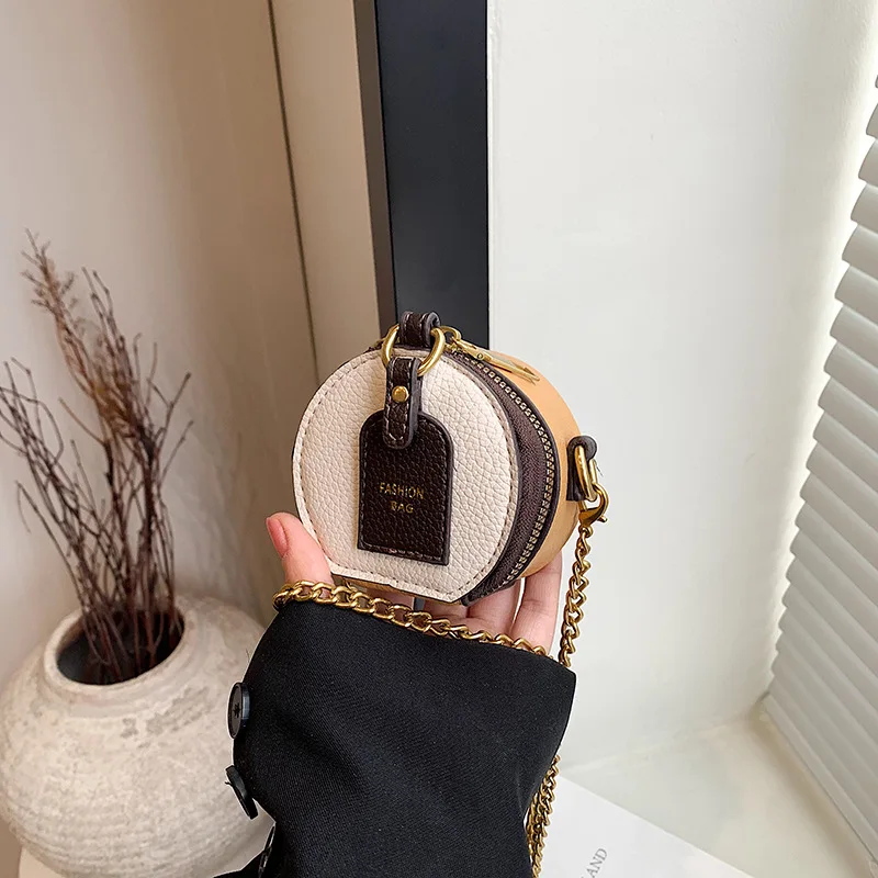 New Fashion Chain Coin Purse Bag Mini Letter Print Crossbody Bag Round Cake Shoulder Bag Kids