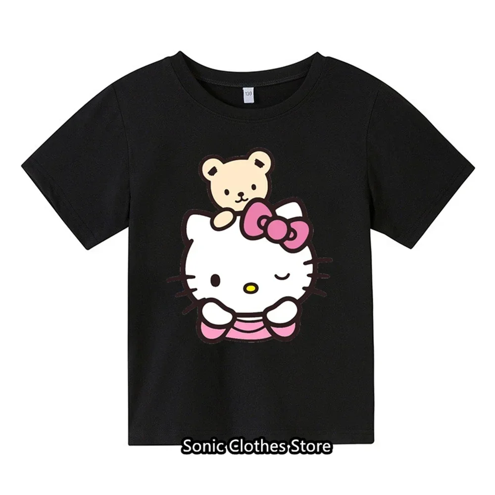 Hello Kitty Children's Fashion Girls' Clothing Summer Boys' Clothing Children's T-shirts Preschool Short Sleeves