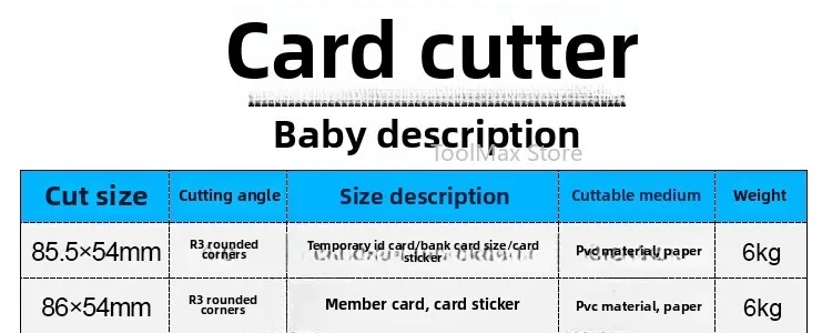 R3 زاوية مستديرة بولي كلوريد الفينيل بطاقة الأعمال شهادة رخصة القيادة آلة قطع بطاقات الصور قطع الورق 88X60