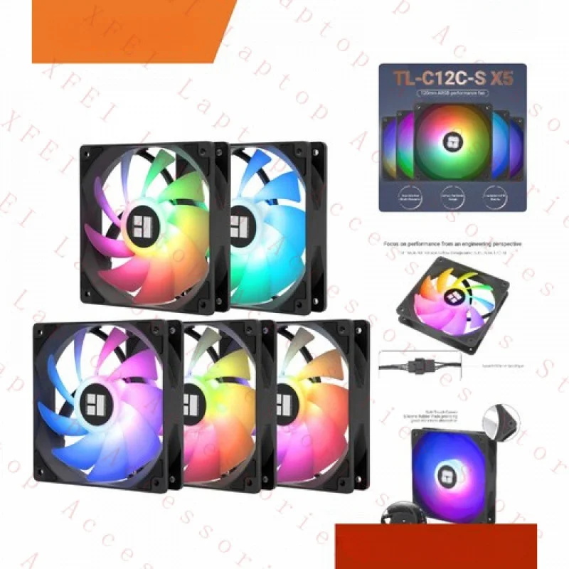 

F Вентилятор процессора 120 мм ARGB Тихий охлаждающий вентилятор 5 шт. Бесшумный компьютерный вентилятор с ШИМ