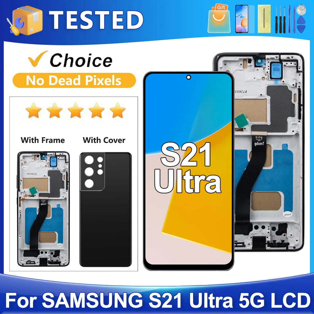 S21 Ultra For Samsung Tested S21 Ultra 5G G998B G998U G998W LCD Display Touch Screen Digitizer Assembly Replacement