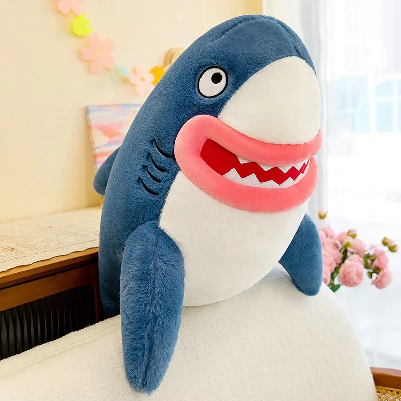 

New 80cm Kawaii Large Size Red Lipped Plush Shark Toy Fill in Marine Shark Plush Animals Soft Pillow Children Birthday Gifts