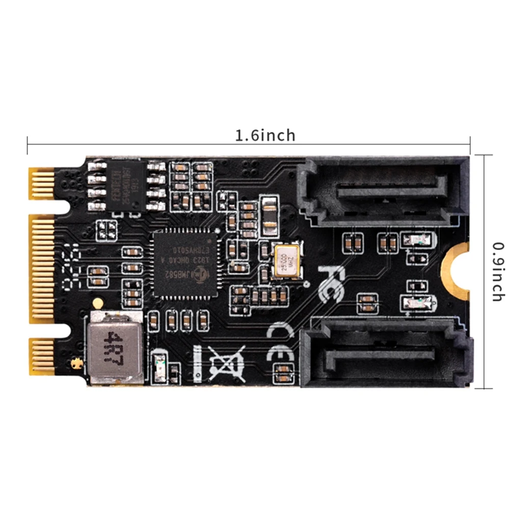 

AAAE M2 PCIE NVMe SATA6G 2 Port SATA III 6Gb/S M.2 22X42 M Key and B Key Controller Adapter Card JMB582