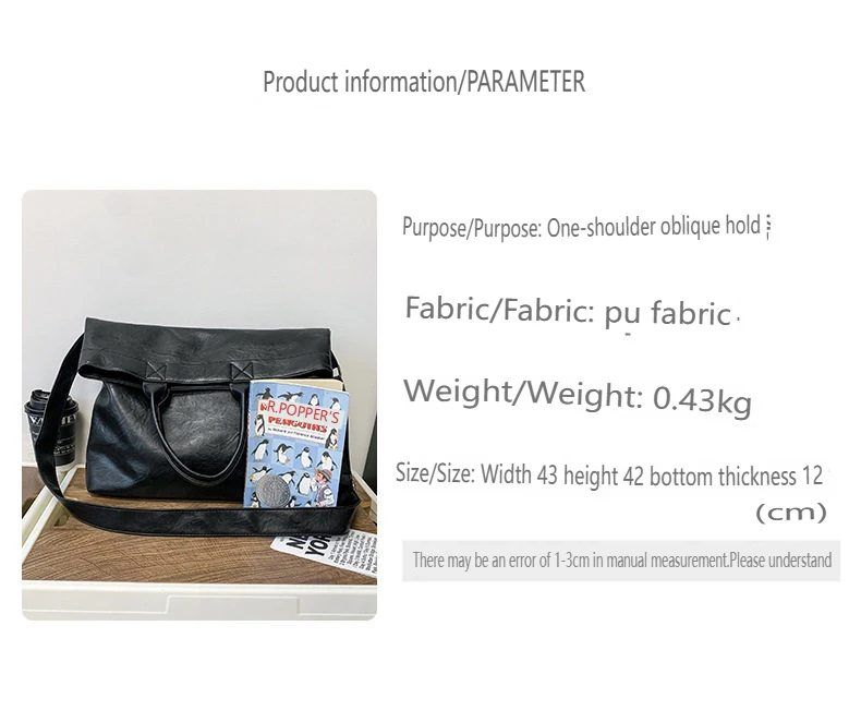 Designer Style Men's Commuting File Bag Hand-Held Briefcase Multifunctional Large Capacity Versatile Tote Bag Crossbody Bag