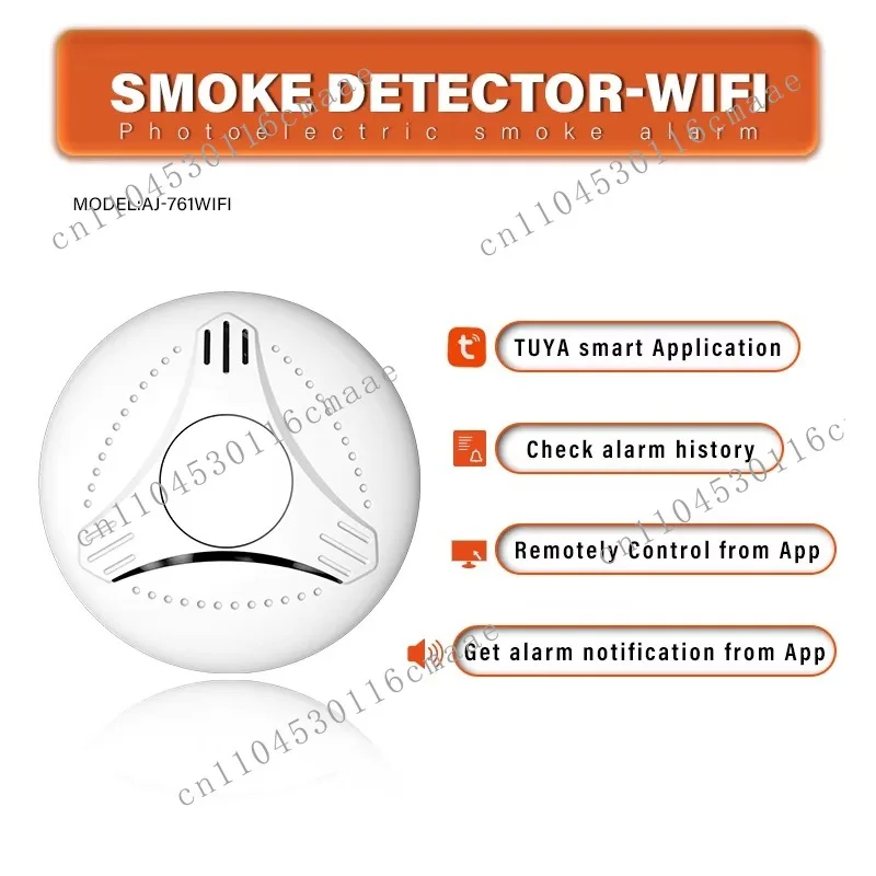 New Arrival Tuya Smart Life APP Compatible Wifi Smoke Alarm Detection Sensor Wireless for Home Security Works Alarm System