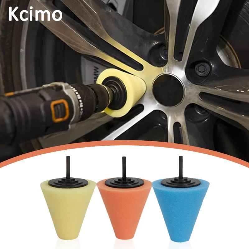 Kcimo 3PCS Polishing Sponges Cone Polishing Ball Wheel Car Beauty Waxing Polishing Pad Polishing Buffer Waxing Buffing Pads