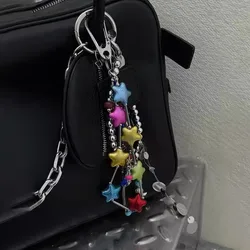 DIY handmade keychain Romantic heart shaped bag pendant Colorful Stars decorate
