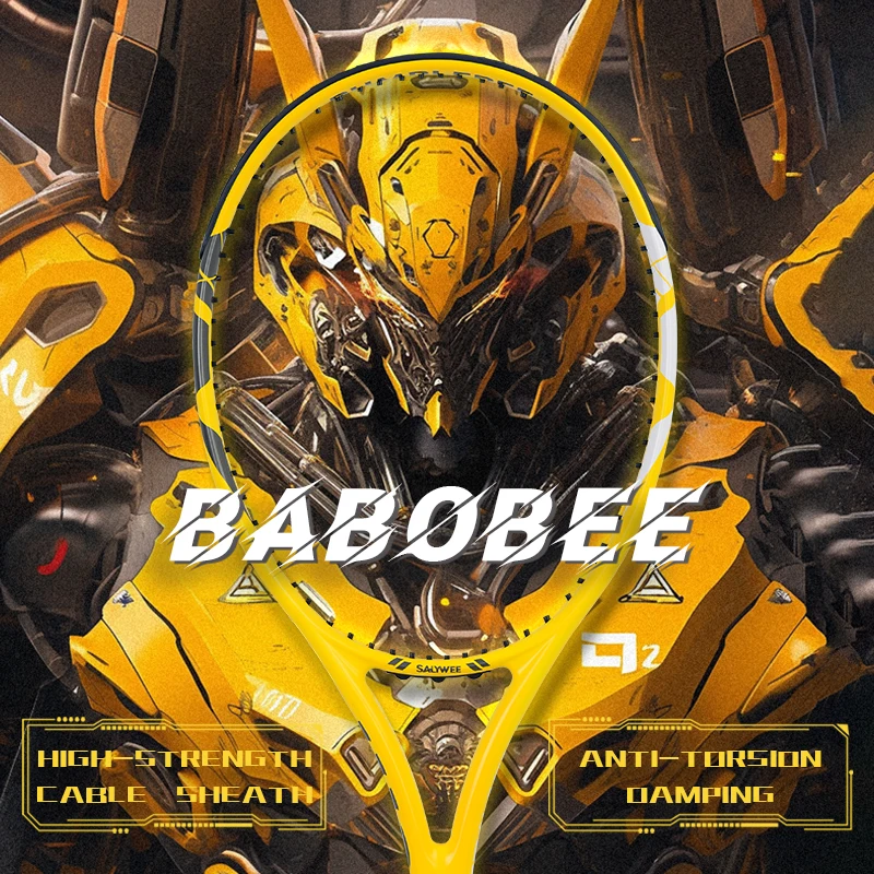 BaboBee 100% Full Carbon Fiber Professional Tennis Racket 265g Ultra-Light 55-65lbs Pre-Strung with Free Bag Overgrip