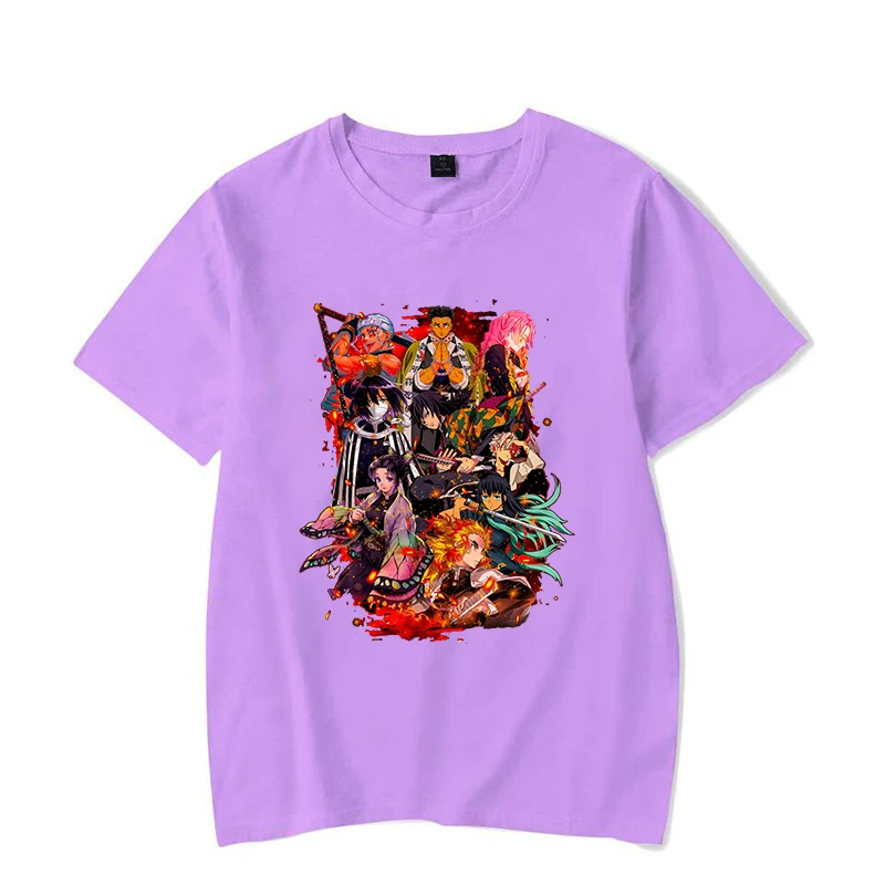 Hot Anime Rengoku Kyoujurou Kochou Shinobu Print T-shirt Women Men Summer Casual Short Sleeve Shirt Fashion Loose Tops