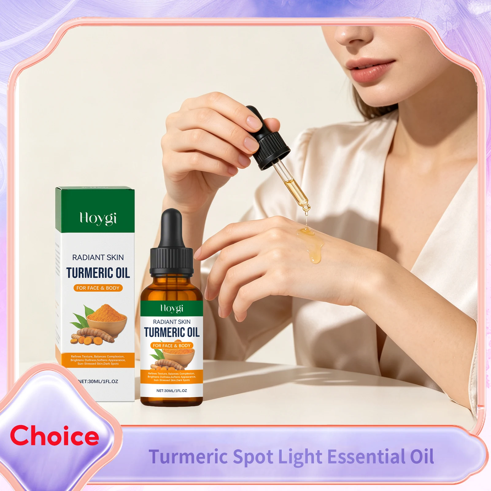 Turmeric Facial Essential Oil Moisturizing Brighten Dark Spots Fade Freckle Melanin Shrink Pores Repair Damaged Skin Face Serum