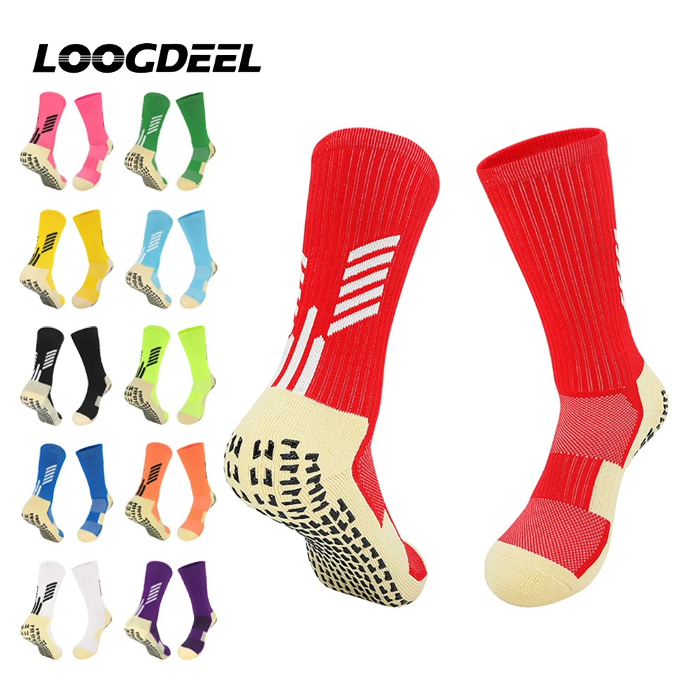 

Loogdeel 1Pair Anti Slip Soccer Socks Adults Kids Sport Towel Bottom Cotton Mid Tube Non Slip Football Hockey Baseball Grip Sock