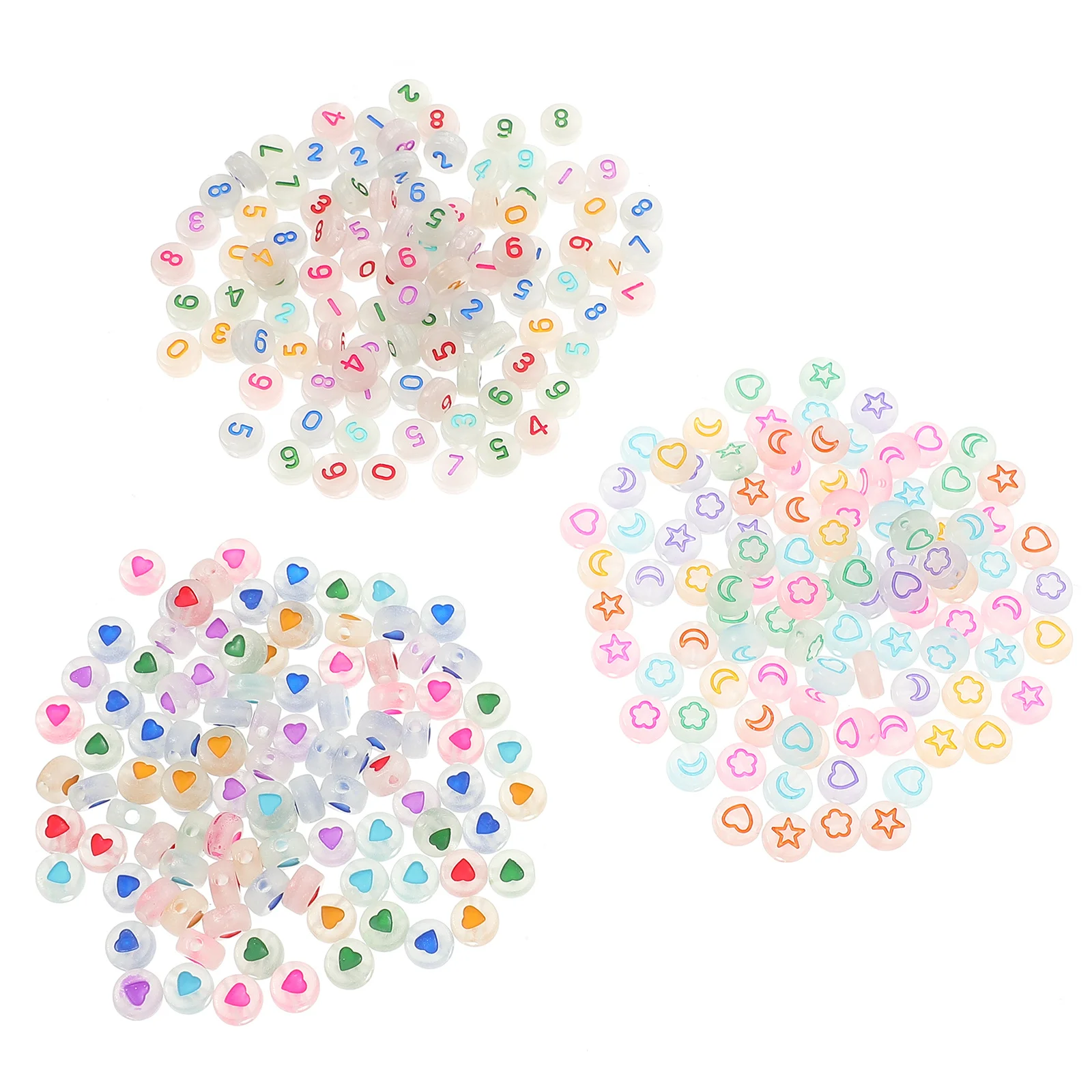 

300pcs Night Luminous Acrylic Beads Smooth Hole Diy Jewelry Making Unique Shape Glow In The Dark Spacer Beads For Craft