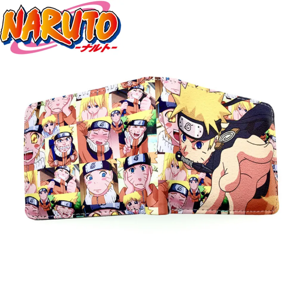 

7pcs Naruto Wallet PU Leather Women Men Naruto Sasuke Kakashi Anime Action Figures Short Wallet Coin Purse Toys Gift