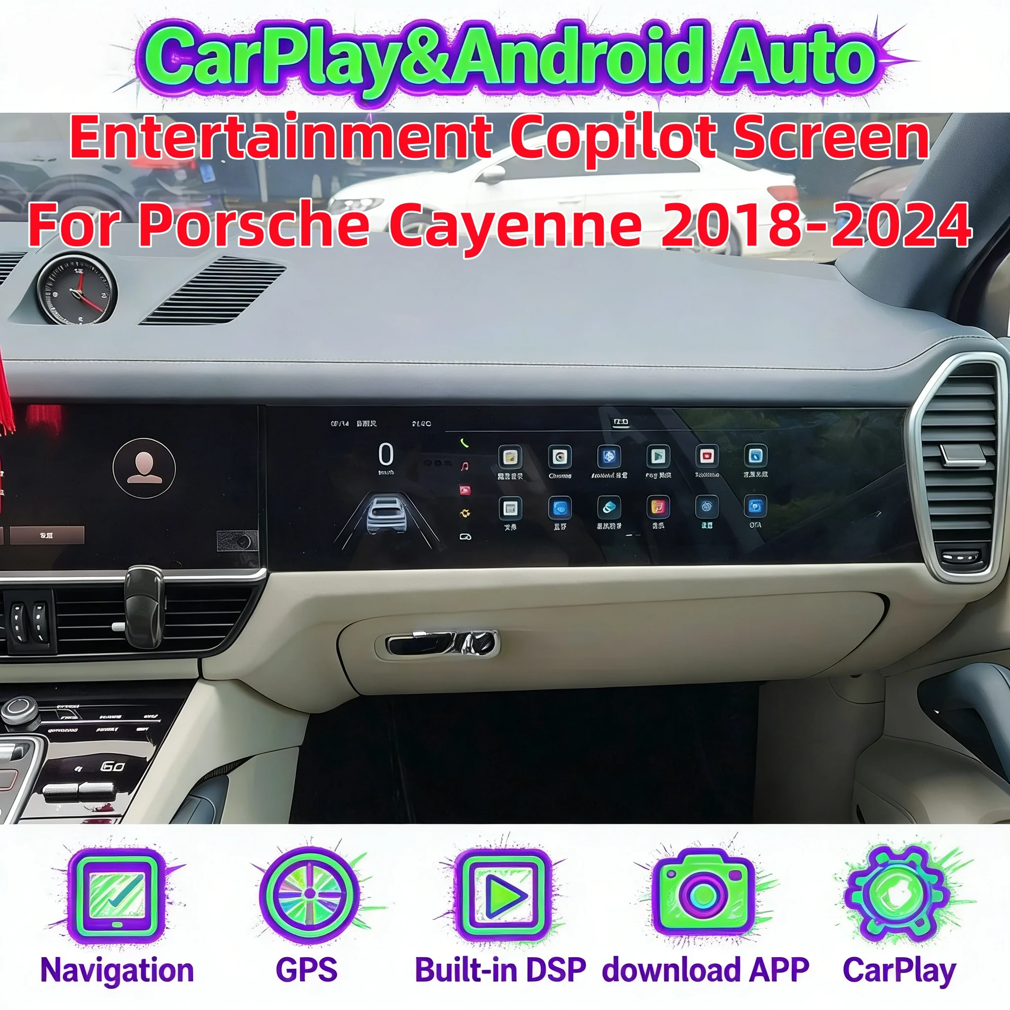 Entertainment Wireless CarPlay For Porsche Cayenne 2018~2024 Android Copilot Screen Passenger Stereo DSP GPS Head unit New