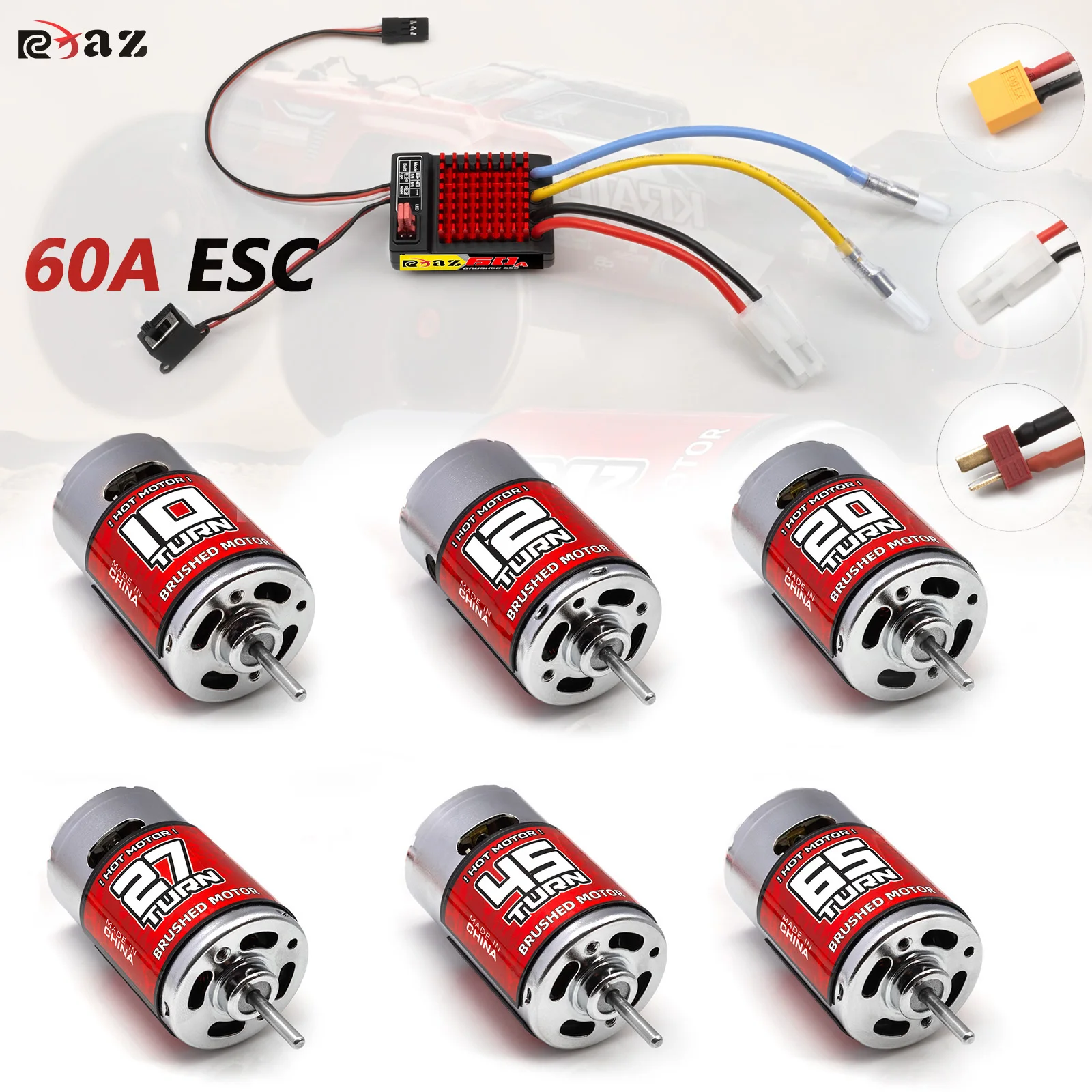 محرك RC 550 المصقول 10T-65T ESC 60A سرعة ​ ​ مجموعة التحكم مجموعة تسلق الانجراف سباق مقاوم للماء لسيارة/قارب RC 1/10