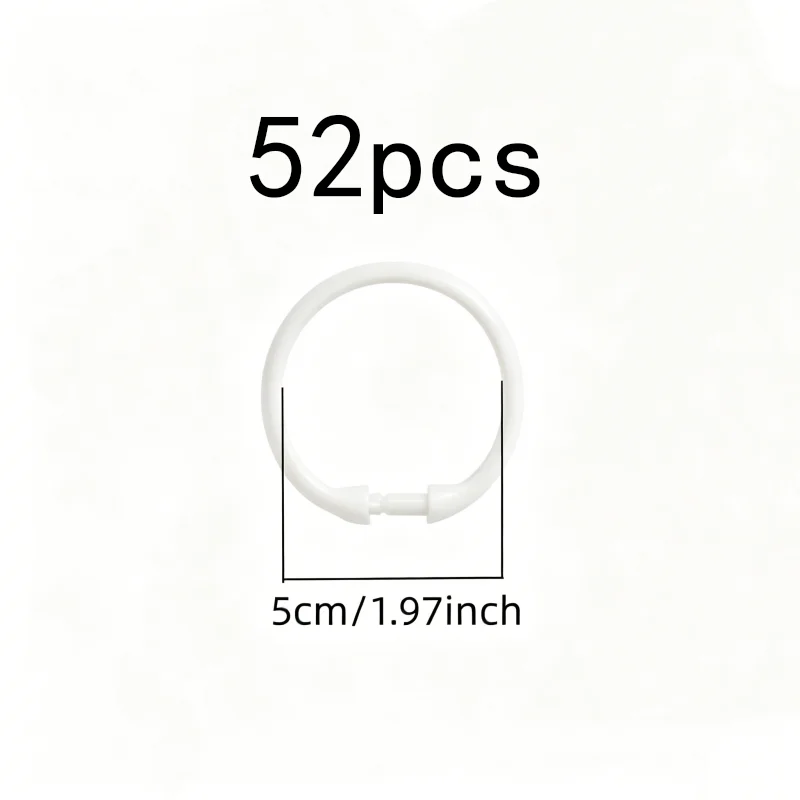 52 pcs O-Shape Drapery Rings, Waterproof Rust Proof, suitable for Moisture Environment, Transparent Clear Plastic