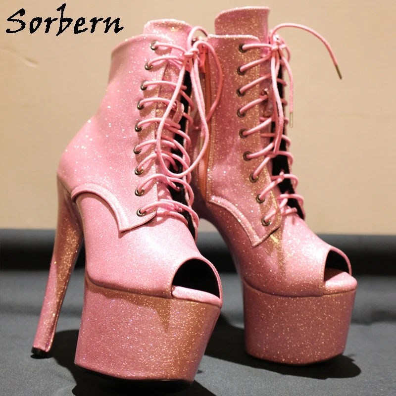 

Sorbern 7" High Heel Pole Dance Boots Women Stripper Heeled Open Toe Unisex Drag Queen Shoes Custom 20cm 15cm 23cm