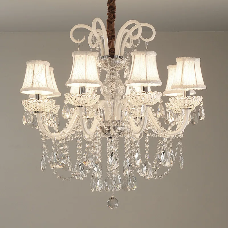 

European Candle Crystal Chandelier Simple Atmosphere Dining Room Living Room Crystal Lamp Luxury Villa Duplex Hall Lamps