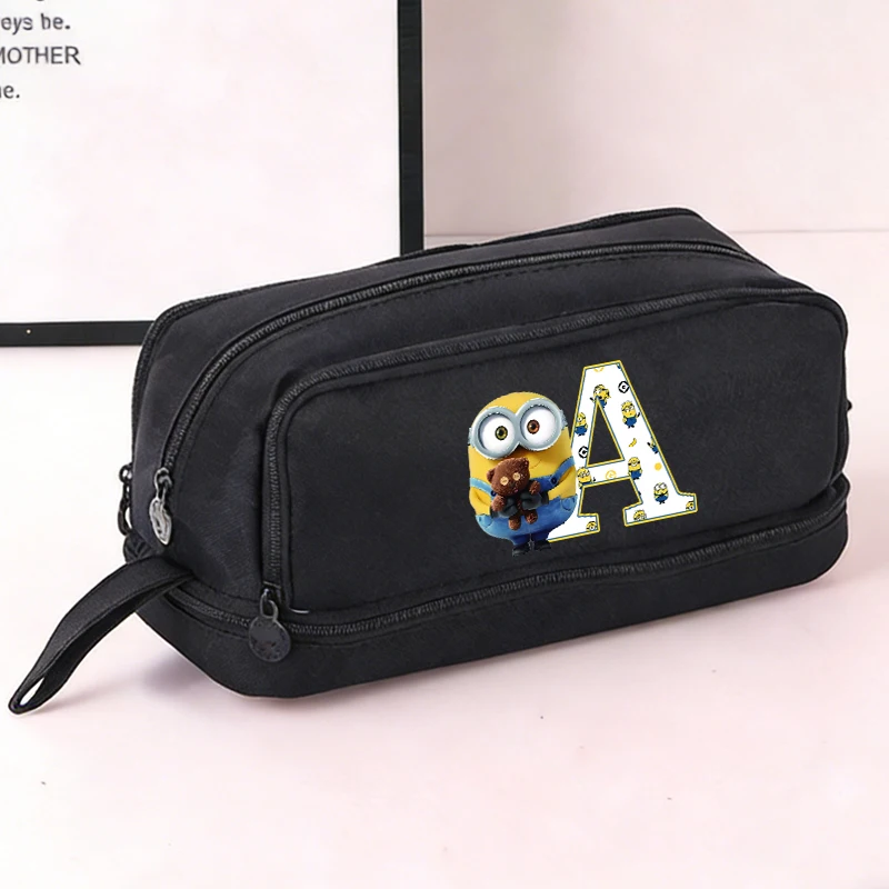 

Пеналы «Миньоны» с мультяшными буквами, большие сумки для ручек, многослойные пеналы для мальчиков и девочек, школьные канцелярские принадлежности, подарок