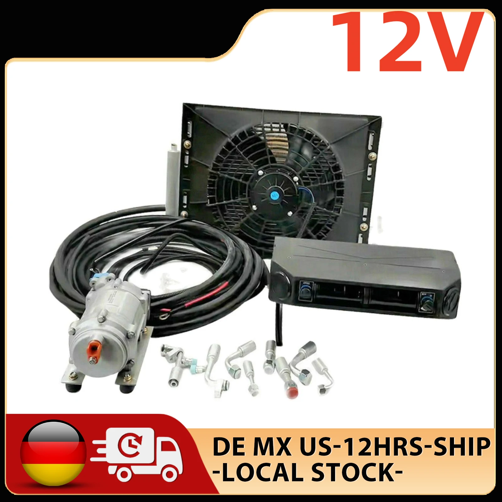 

Aspligo Germany Universal Car Air Conditioner Cooling Heating A/C Auto Electric Air Conditioning Compressor Condenser Fan kit