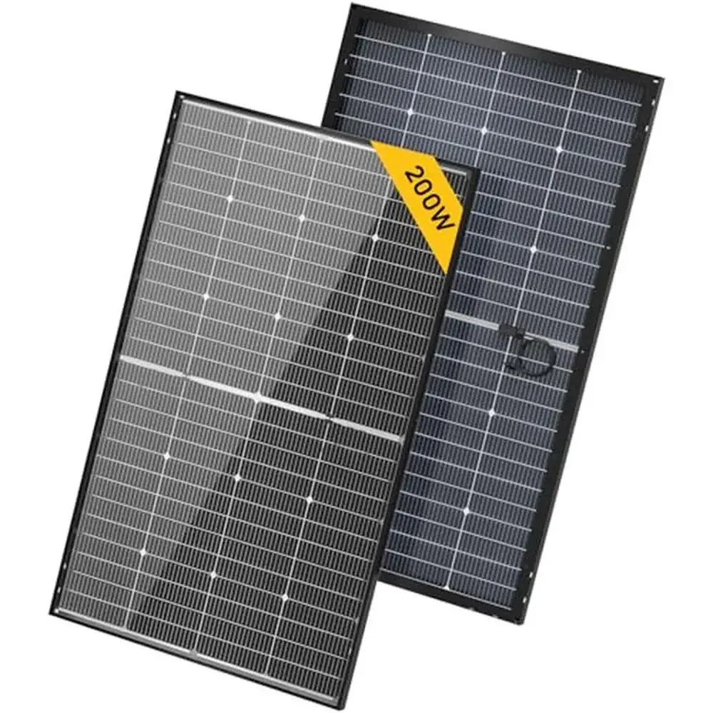 200W N-Type Bifacial Solar Panel 24V RV Boat Marine Cabin Roof Black Frame 30% More Energy 5-Year Lifespan Compatibility with