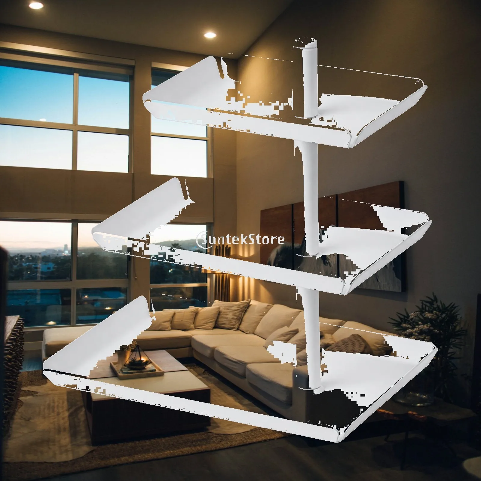 3 Tier Tabletop Display Rack Dismountable Carbon Steel Rectangular Serving Tray for Party Cake Snack Stand