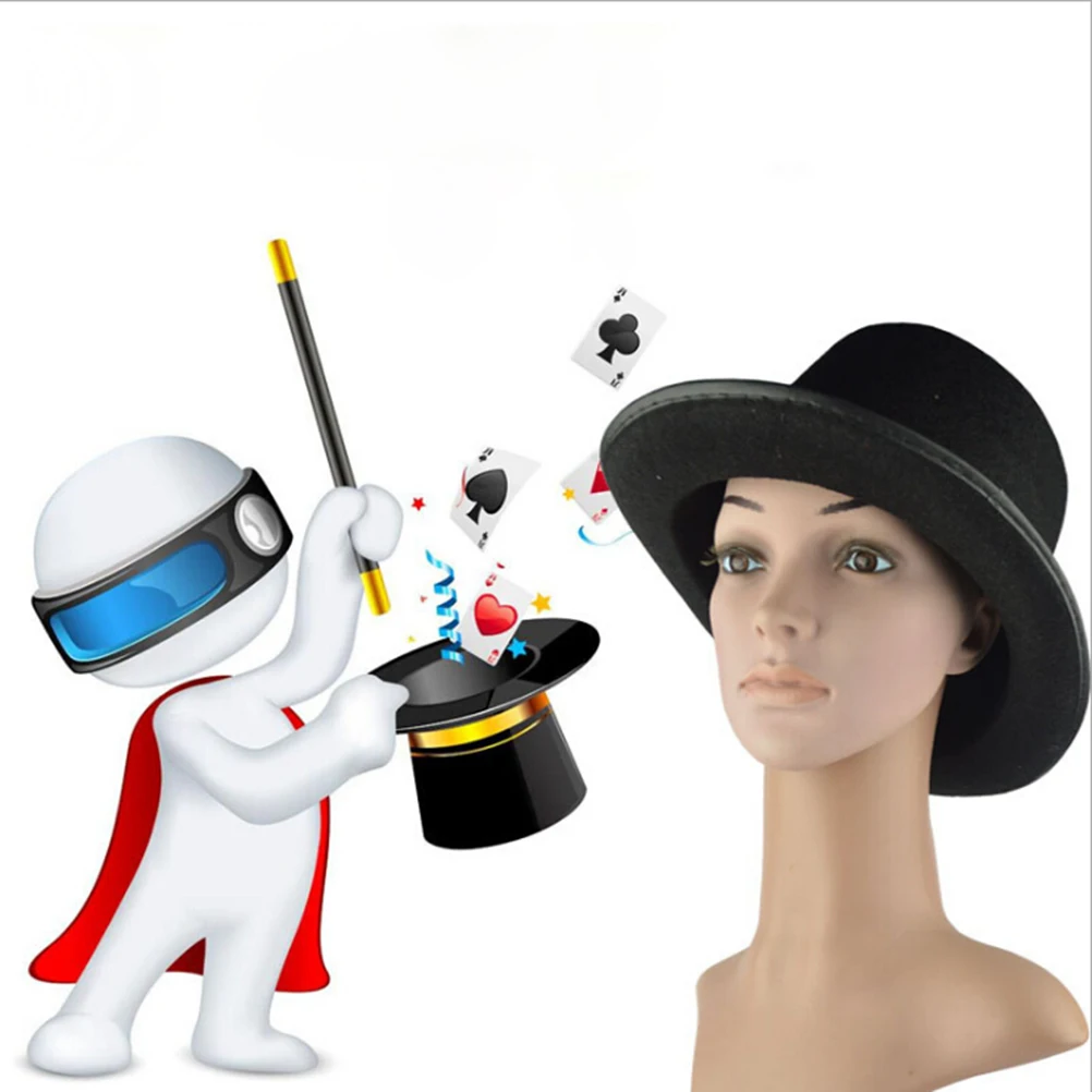 

Magician'S Hat Black Costume Accessory For Men Adult Party Carnival Halloween Wizard Felt Dress Up Retro Funny Headwear